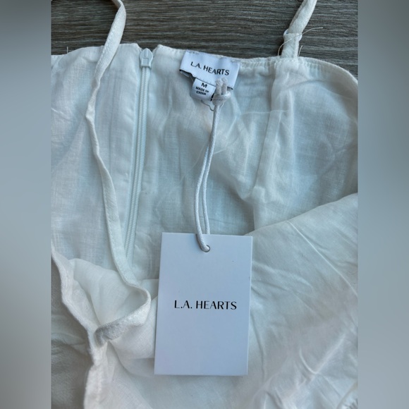 NWT. PacSun White Linen Drop Waist Mini Dress. Size Medium. - Picture 2 of 5